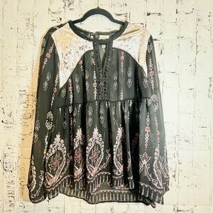 Knox Rose Velvet Boho Pheasant Top